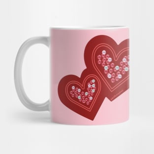 Double Hearts With Rhinestones Mug